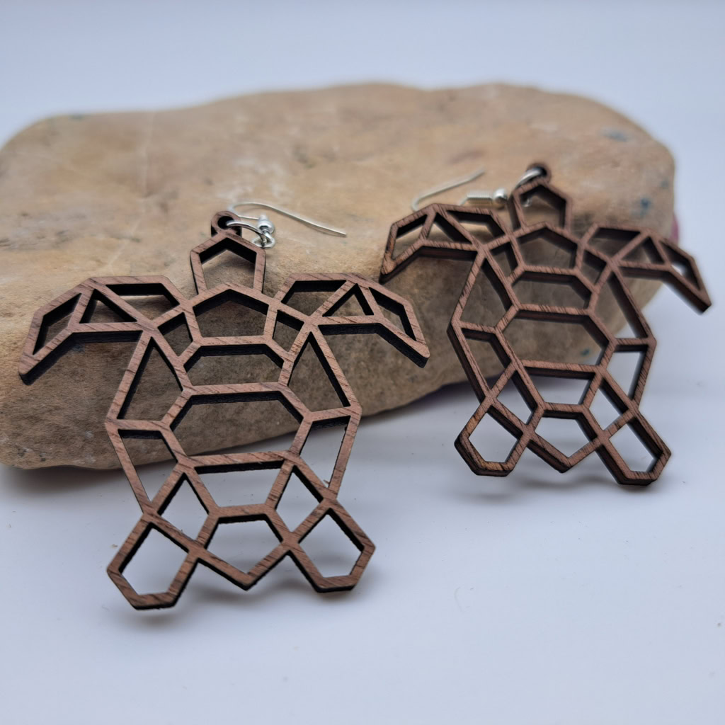 Ohrringe aus Holz Schildkröte